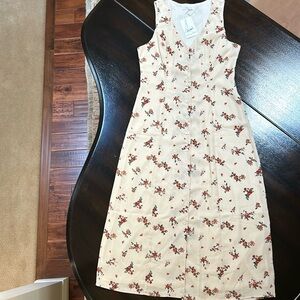 Emory Park cream floral front button up midi dress size Medium NWT
